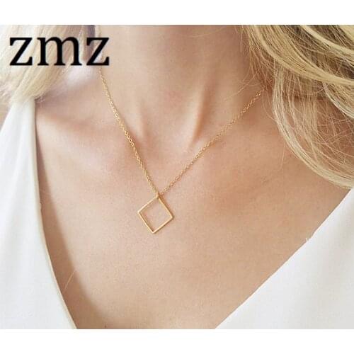 ZMZ 2018 fashion jewelry simple geometric square pendant necklace for party elegant design mothers day gift