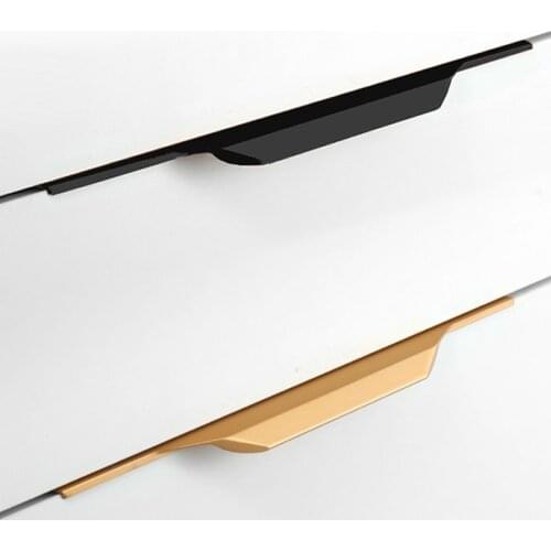 Gold Edge handle Black long handle No groove Drawer pulls Furniture wardrobe doorknob Kitchen bathroom cabinet hardware 30-150cm