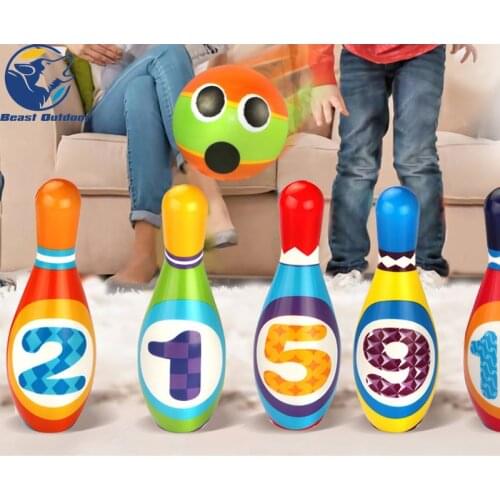 1 Set of Bowling Pins and Balls Solid Safe Fun Educational Toy for Toddlers Kids