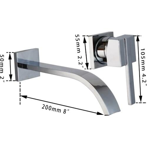 YANKSMART chrome polished solid brass 2 pcs wall mounted bathroom bathtub single handle faucet mixer water tap set