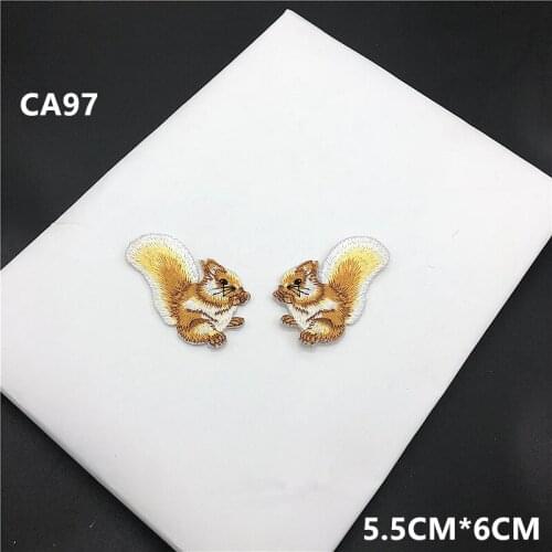 2PCS Embroidered squirrel patch for iron on shirt T-shirt Hats clothing Accessories CA97
