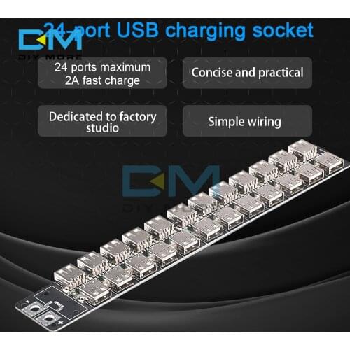 24 Port USB Charger Module 24-port Fast Charging Socket with 12AWG Silicone Wire Input 4.8v-5.2v for Model Power Supply Board