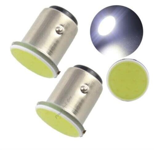 2 x 1157/BAY15D COB 1.5W cold white LED driving brake tail signal lights for DC12V motorcycle car bike