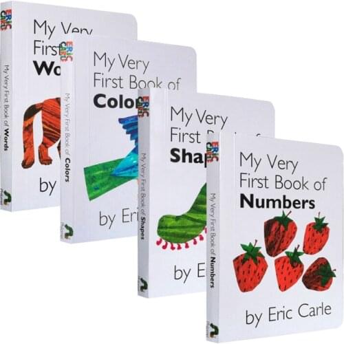 4 Books/set Baby English Coloring Cardboard Book My Very First Library Eric Carle Picture Story Books for Kids Educational Toys