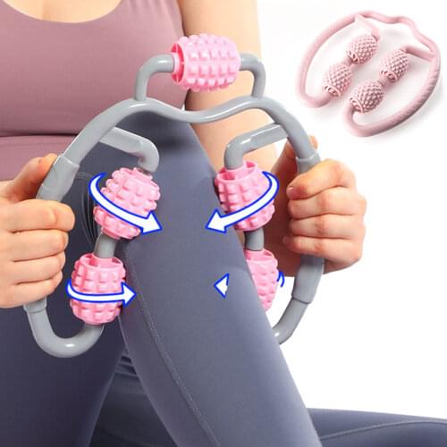4 Wheel Women Yoga Massage Roller Pilates Yoga U Shape Trigger Point for Arm Leg Massager Neck Muscle Tissue Fitness Gym Pilates