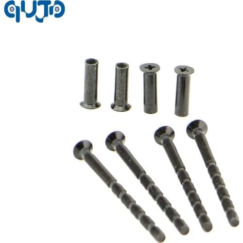 4 Piece M4 Black Color Door Handle Screws Connecting Bolts Plus Sleeves Through Fixings For lever Handles Roses And Escutcheons