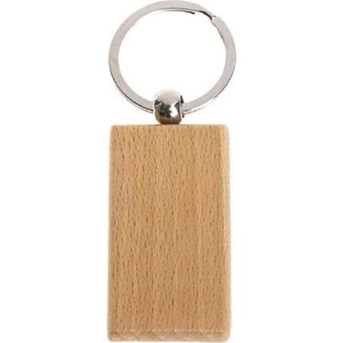 60Pcs Blank Rectangle Wooden Key Chain Diy Wood Keychains Key Tags Can Engrave Diy Gifts