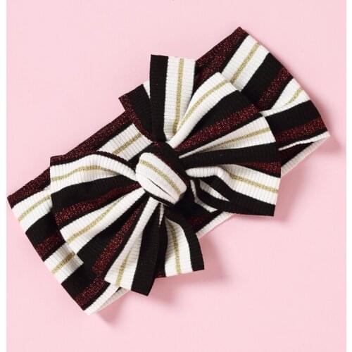 Striped Knot Bow Baby Headband, Children girls messy bow Turban headwrap hair accessories