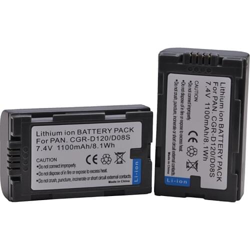 AsperX 1100mAh 2pcs CGR-D120 CGR-D08S CGR D120 CGRD120 Battery For Panasonic CGA-D54 AG-DVC15 NVDA1B PV-DV402 Battery
