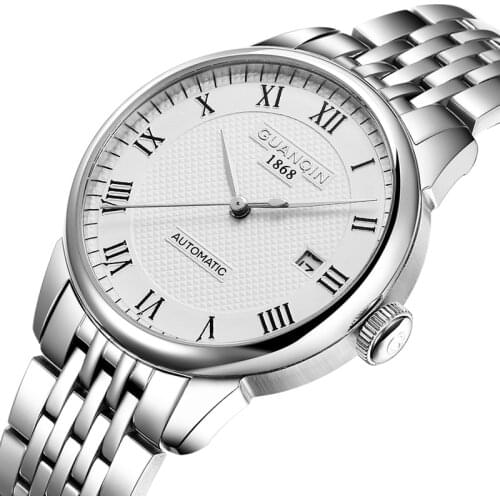 Guanqin GQ18918 Automatic Business Men Stainless Steel Strap Fashion Watch Brand New Genuine Waterproof Scratch Proof