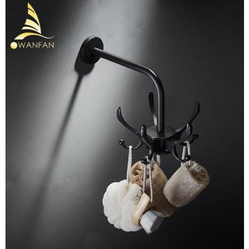 European Style Black Bathroom Hook Hotel Activity Coat Hook Hathroom Pendant Bathroom Wall Hanging Thick Towel Hook WF-811551