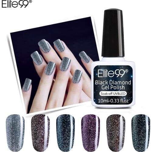 Elite99 10ml Black Diamond UV Gel Nail Polish Holographic Shining Glitter Base Top Gel Nail Polish Hybrid Nail Art Nail Makeup