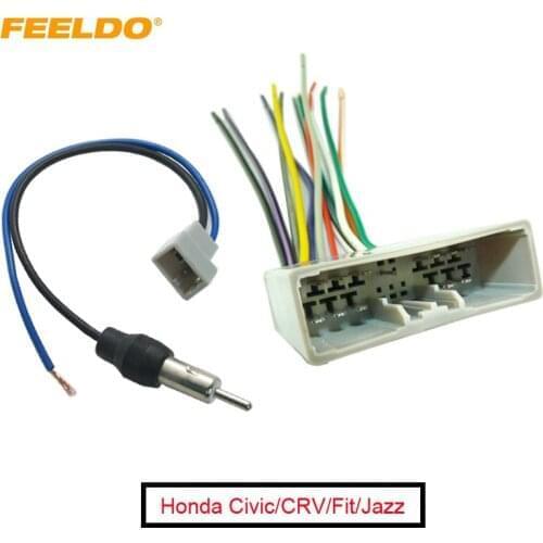 FEELDO 10Set Car Radio Audio Stereo Wire Harness Antenna Adapter For Honda 06-08/Civic/Fit/CRV/ACURA #AM1652