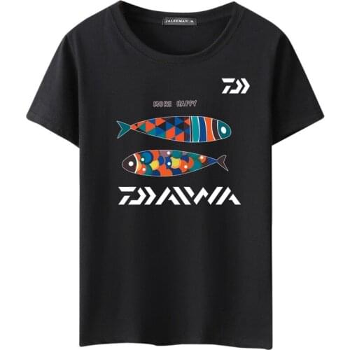 Daiwa Fishing T-Shirts Jersey Short-sleeve Cotton Fishermen Angling Carp Trout Bass Lure Anti-UV Quick Dry Breathable Clothing