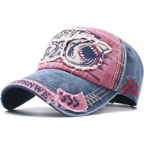Shark Embroidery Cotton Casquette Baseball Cap Adjustable Snapback Hats for Men and Women 184