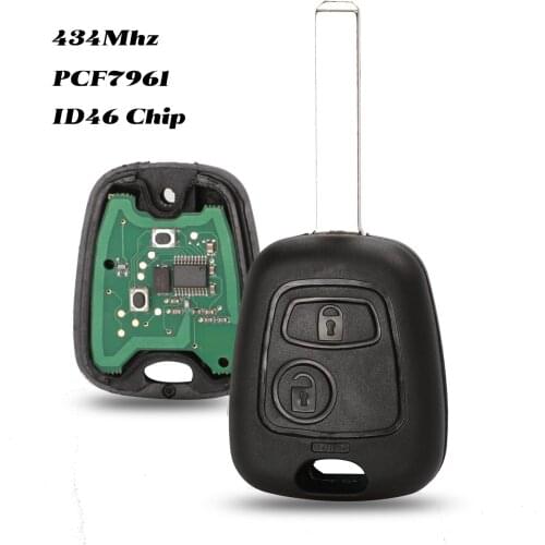 Jingyuqin 2Buttons 433MHZ Remote Car key For Peugeot 307 For Citroen C1 C3 With ID46/PCF7961 Transponder Chip