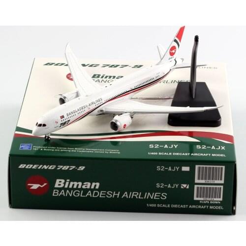 1:400 Alloy Collectible Plane JC Wings XX4258A Biman Bangladesh Airlines Dreamliner B787-9 Diecast Jet Model S2-AJY Flaps Down