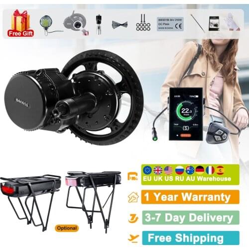 48V 350W Bafang Mid Drive Motor Electric Bicycle Conversion Kit BBS01B BBS01 ebike Engine with 15Ah 17.5Ah Rear Rack Battery