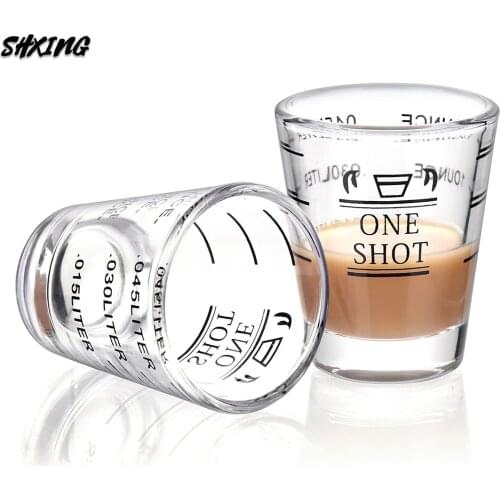Round Thickened Expresso Cup Glass Jigger Ounce Cup 60ml Ounce Cup Graduated Measuring Cup Concentrated Cup Espresso Coffee Cup