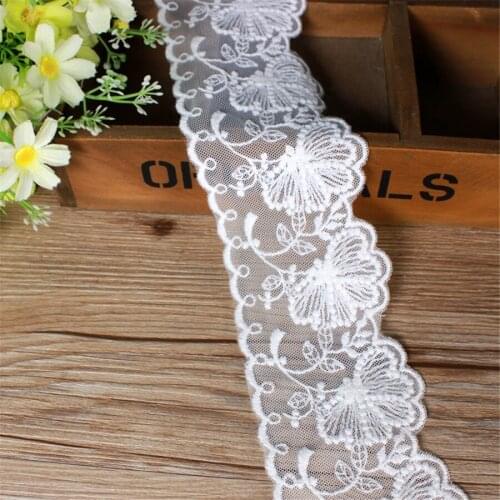 15yard*6.5 cm Embroidery Flower Lace Ribbon Organza Lace DIY Sewing Handmade Clothes Fashion Sleeve Skirt Edge Accessories