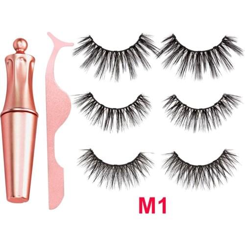 Magnetic Eyeliner Eyelashes Kit Magnetic 3D Eyelashes & Liquid Eyeliner with False Lashes Eyelash Curler Reusable Falses Eyelash
