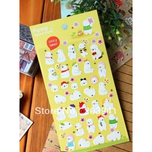 1pcs/lot Korea DIY Multifunction Funny Polar Bear deco PVC sticker Decoration label gift