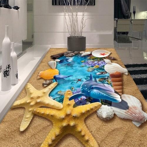 High Quality Custom 3D Floor Mural Wallpaper PVC Self Adhesive Beach Hole Ocean Underwater World Photo Floor Sticker Removable