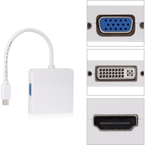 3 in 1 Mini DP to HDMI VGA DVI Adapter Mini DP DisplayPort Cable Converter for Mac Book Pro Air Monitor Mini DisplayPort Adapter