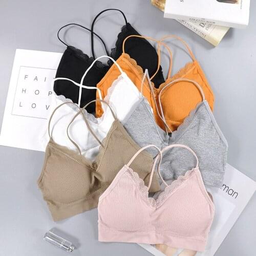 Push Up Bra Tube Top Women Brassiere Street Top Bralette Fitness Lace Thin Shoulder Strap Underwear Women Anti-light Shockproof