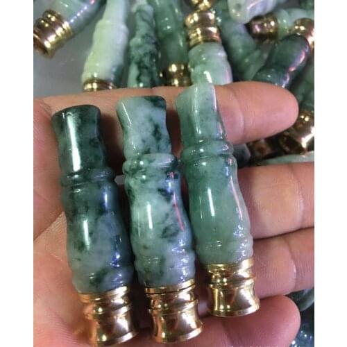 Detachable Burma jade Cigarette holder Tibetan Tibet brass Hand-carved head cigarette holder Vintage Tobacco Pipe Wizard Pipe fo