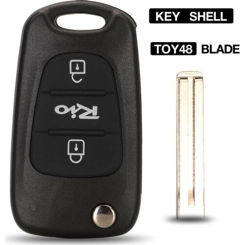 Kutery 10PCS/LOT Replace Flip Folding Key Case Blank Remote Key Shell For Kia Rio Car Style 3 Buttons Car Key Cover TOY48 Blade