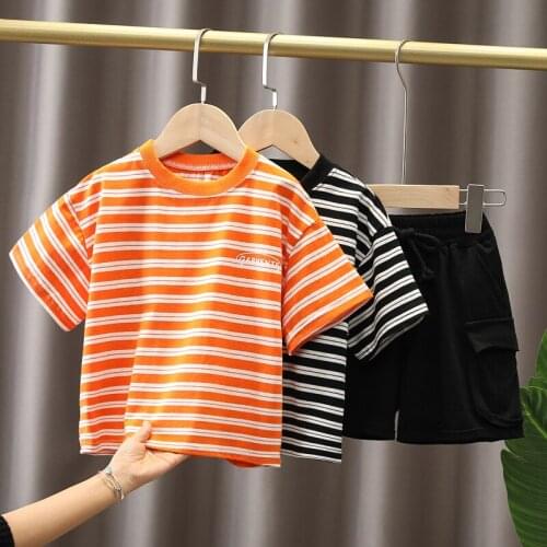 Baby Boy Toddler Tracksuits For Boys Summer Clothes Sets Children Fashion Striped T-Shirt And Shorts 2pcs Outfits For 2-8Years