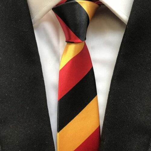 5cm Skinny Necktie Yellow with Black Red Striped Gravata Ties for Adult School Boys Girls Party