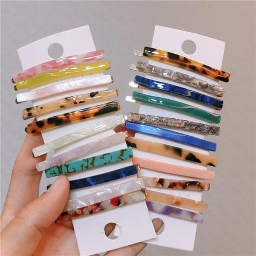 Narrow hair clip Thin Marble Textured Geometric Hairpin Acetate Leopard Print Long Barrette Hair Barrette Acetic Acid Hair Clip