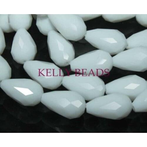 High Quality 8*11mm White Color Loose Crystal Glass Beads For Fancy Jewelry Making Favor Necklace/Earring And Headwear DIY Beads