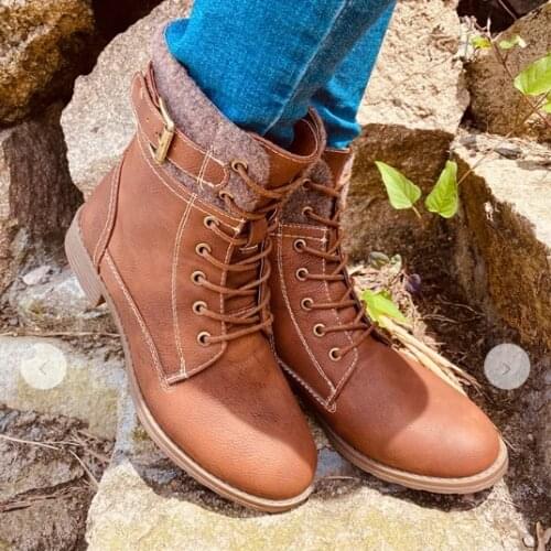 2020 New Winter Women Motorcycle Boots Fashion Zipper Ankle Boots Thicken Plush Warm Block Heel Fall Boots Botas Mujer 35-43