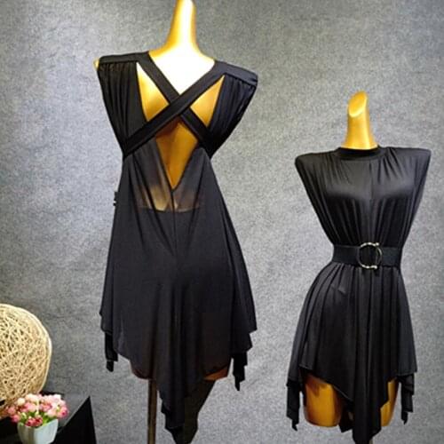 Bandage Sleeveless Dance Dress Simple Style Women Casual Practice Wear Backless Stage Costumes Latin Samba Dancewear