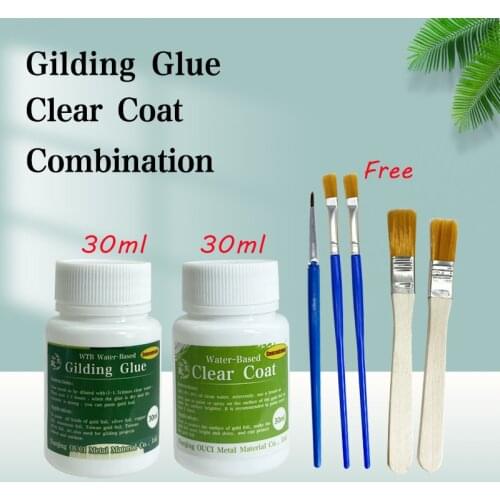 Gilding Glue Gold Foil Sheets for Arts Craft Paper Powder 30/60ml Decoration Gold Leaf Water-based Concentrated Glue & Varnish