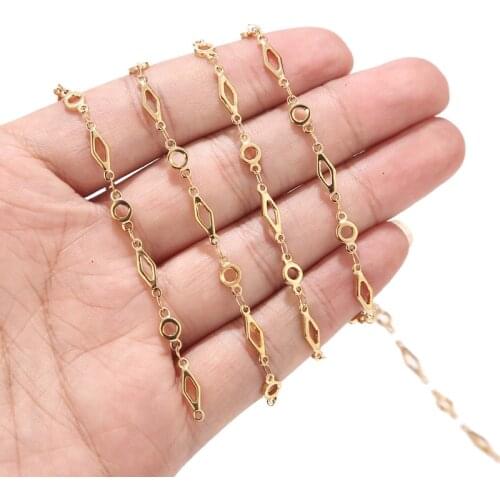 4mm Width Stainless Steel charm link Chains Findings Fit for Jewelry Making &DIY gold tone