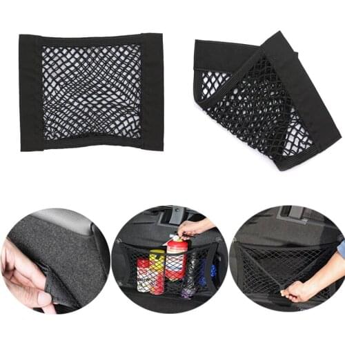 1pcs Car Rear Luggage Net Elastic Rope Net Velcro Universal Storage Bag Seat Car Rear Storage Bag Storage Bag Car Patch Bag