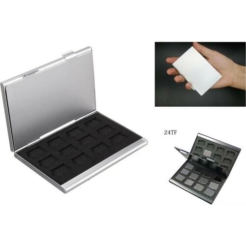 1PC Durable Memory Card Case Fashion 24TF Card Holder Portable Shockproof Storage Box Aluminum Bag Organizer Silver Double Layer