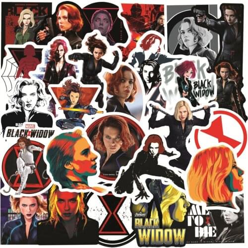 10/30/50 PCS Black Widow Character Graffiti Notebook Car Skateboard Cup Computer Guitar Sticker Decoration Wholesale
