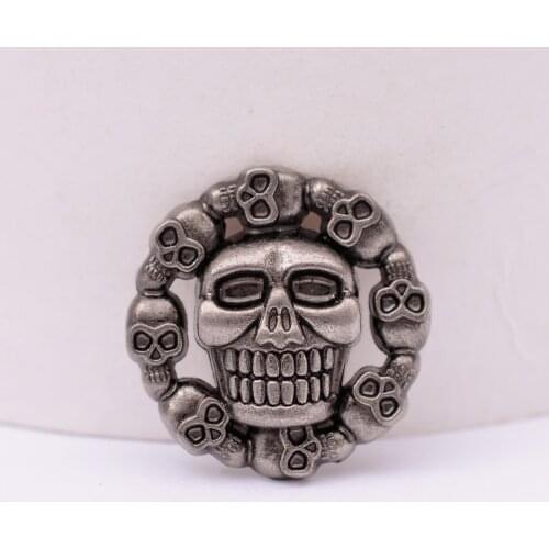 10PCS 28mm Antique Silver Western Biker Big Skeleton Skull Round Belt leathercraft Concho lot rivet back