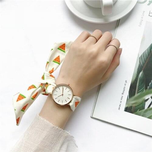 2020 Elegant Ladies Simple Quartz Wristwatches Plaid And Watermelon Bandage Women Fashion Casual Watches