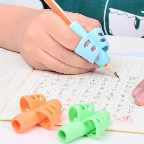 3pcs Children Writing Pencil Pan Holder Kids Learning Practise Silicone Pen Aid Grip Posture Correction Device for Students
