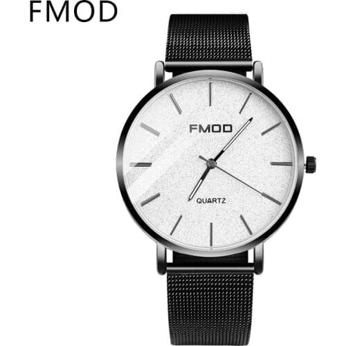 Watches Men Watch FMOD Brand Ultra Thin Watches Minimalist Fashion Simple Wrist Watch Analog Date with Stainless Steel Mesh Band