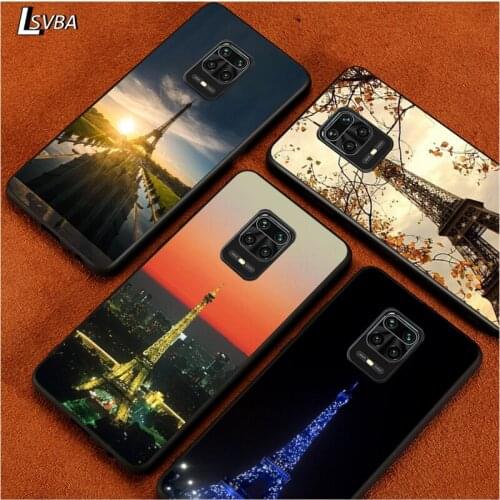 Black Soft Cover Eiffel Tower in the night for Xiaomi Redmi Note 9 9S 8 8T 7 7S 6 5A 5 4X 4 Pro Max Prime Phone Case
