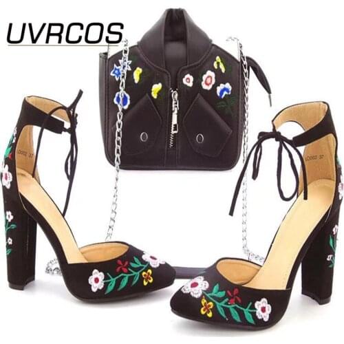 Clearluv New Arrival Rhinestone Shoes And Bag Set Italian Elegant Ladie High Heels Shoes And Matching Bag Set For Wedding 2021