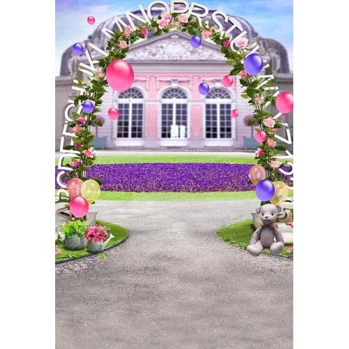 Bokeh Photo Background Flowers Arched Door Portrait Photography Backdrops Baby Shower Children Kid Backgrounds for Photo Studio