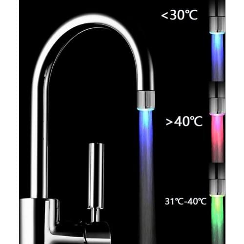 Hot Sale LED Temperature Sensitive 3-Color Light-up Faucet Kitchen Bathroom Glow Water Saving Faucet Aerator Tap Nozzle Shower